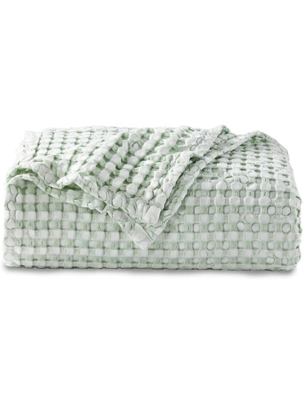 COTTON Waffle Weave Bamboo Blanket King Size Sage Soft Lightweight Bed Blanket